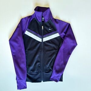Nike The Athletic Dept Junior Jacket Black Purple and White - Gently Worn